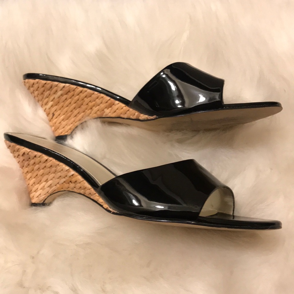 Anne Klein Black Patent Leather Dress Sandals